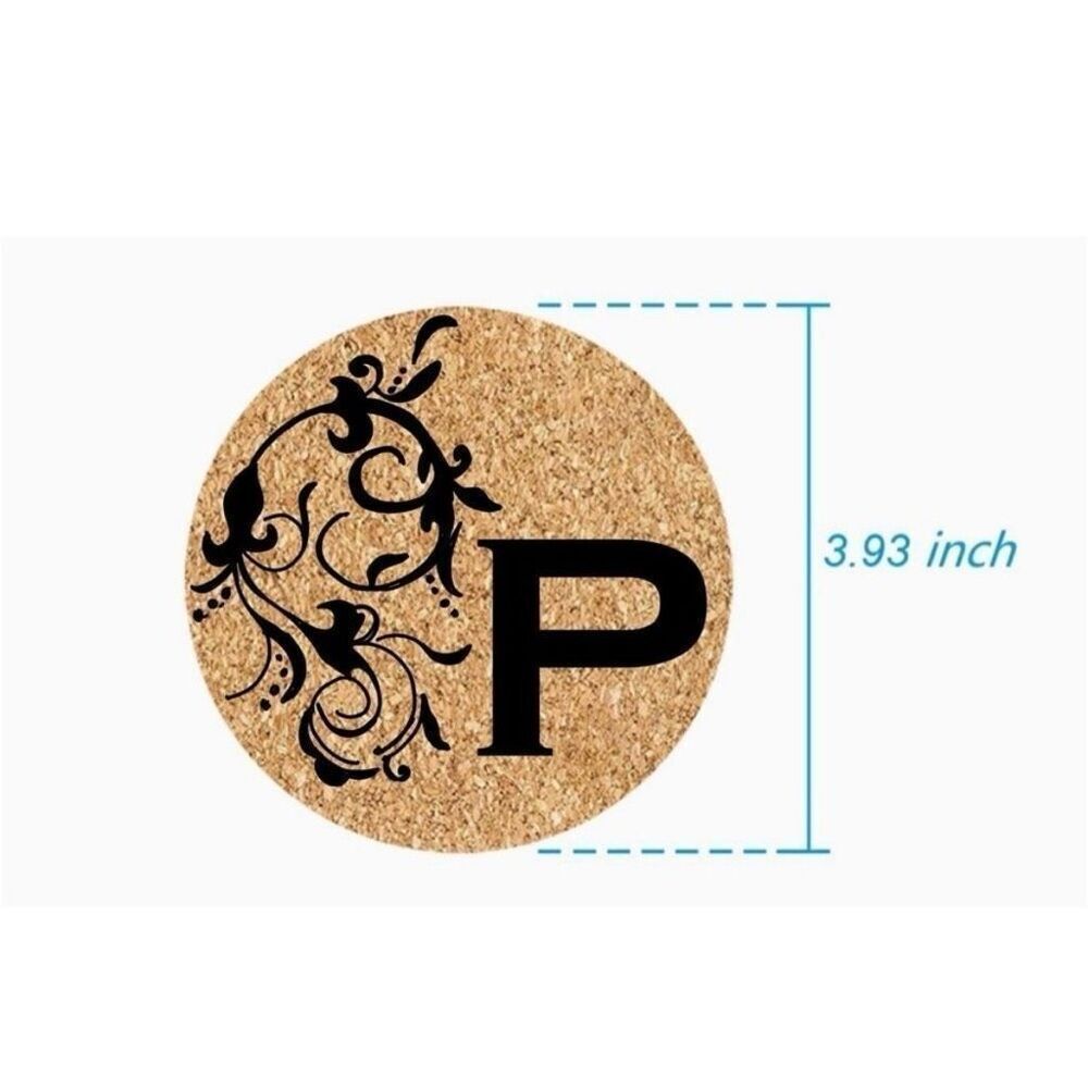 Laser Engraved Custom Initial Cork Coasters Personalized Gift Home Decor